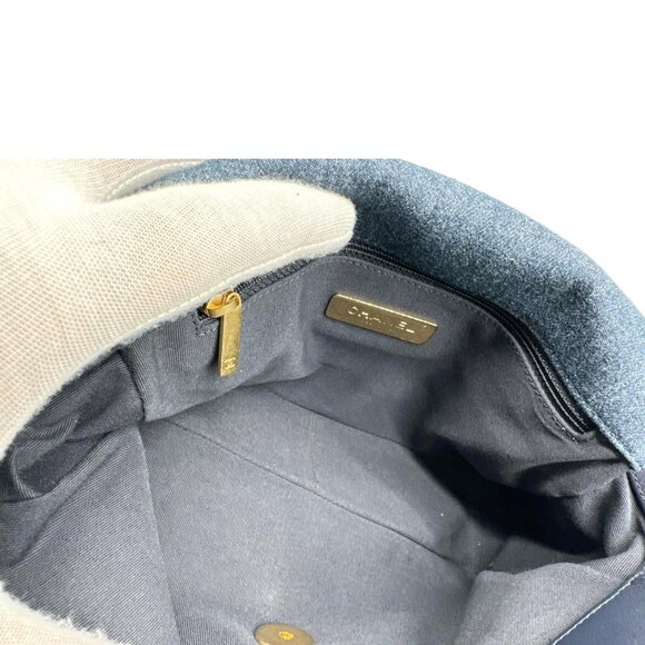 Chanel 19 Flap Medium Denim Shoulder Bag Blue - Picture 10 of 12